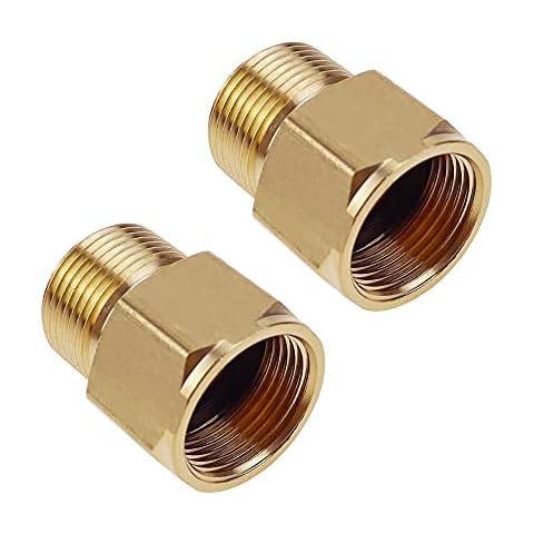 SRunDe 2Pcs Pressure Washer Coupler M22 22mm Male Thread to 1/2 20mm Female Thread Hose Pipe Connection Adapter Brass Threaded Pipe Fitting High Bush Connector for High pressure gun 4000 PSI Cover