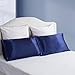 Bedsure Satin Pillowcases, Similar to Silk Pillow Cases Queen Size Set of 2, Pillow Case for Sleeping Women with Envelope Closure, Gifts for Women Men, Navy, 20x30 Inches, 2pcs