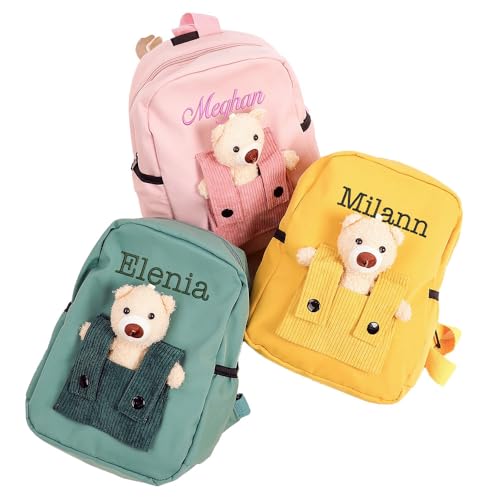 Kemedeaego Custom Name Embroidered Backpack – Personalized Gift Bag with Corduroy Pocket, Cute Travel Daypack for Daily Use