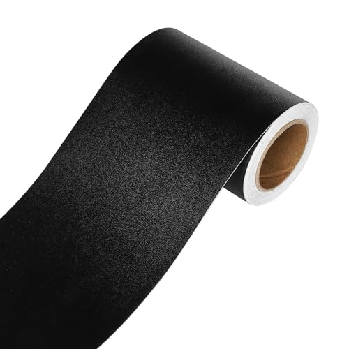 YENHOME Bordüre Selbstklebend Schwarz 7.6x600cm Schwarze Bordüre Selbstklebend Vinyl für Spiegelrand Tapetenbordüre PVC Wasserdicht Möbelfolie Einfarbig Dekorative für Tür Badezimmer Küche