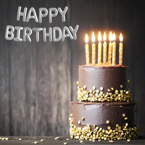 Image of KITTER Silver Happy Birthday Foil Balloon Set For Boys Girls Birthday Party Decoration Items (Pack Of 13 Capital Letters) | Birthday Decor for Kids Boys Girls & Adults, Chrome Colour Foil Balloons