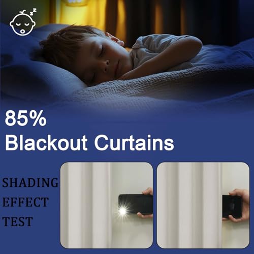 OWENIE Sally Blackout Curtains 96 Inches Long 2 Panels Set for Bedroom Living Room, Solid Room Darkening Thermal Insulated Energy Saving Window Treatments Drapes, W40 x L96 Inch, Natural by OWENIE - Used condition - Image 4
