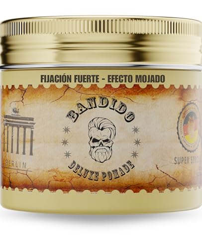 BANDIDO Deluxe Pomade 125 ml – Cera para el Cabello Hombre Tenuta Media con Brillo Natural – Pomada Water-Based Efecto Mojado | Cera para Peinar Hombre con Aroma Masculino y Acabado Profesional