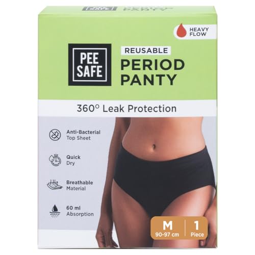 Image of PEESAFE Reusable Period Panty for Women & Girls | Medium Size | Suitable for Heavy Flow | Rash Free, Leak Proof Menstrual Underwear | Comfortable Fit | Lasts Up to 60 Washes Black