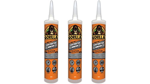 Image of Gorilla Heavy Duty Construction Adhesive, 9 ounce Cartridge, White, (Pack of 3)
