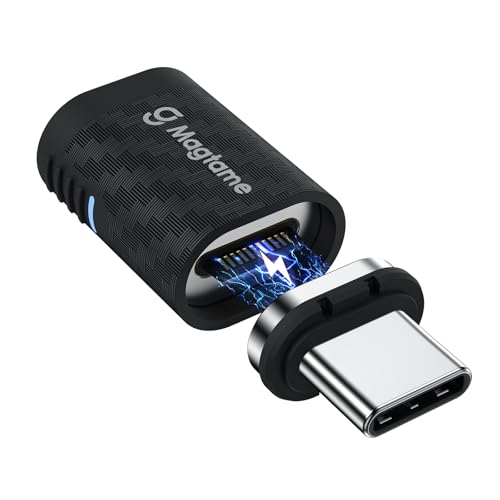 Magtame Adaptateur USB C magnétique en fibre de Plastic - 24 broches - 240 W - Extendeur droit de type C avec design résistant à la poussière - Charge...
