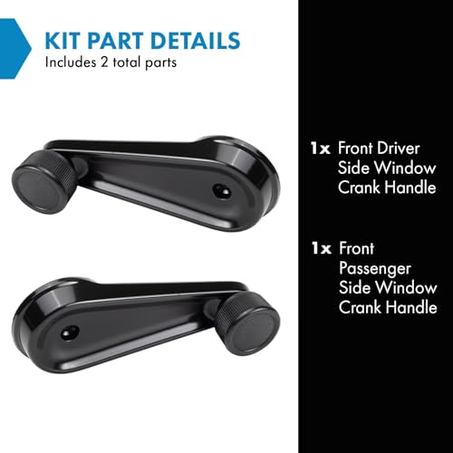 Image of TRQ Front Window Crank Handle Set Black Compatible with 79-15 International