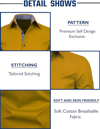 Image of Zombom Men's Solid Cotton Blend Regular Fit Full Sleeve Collared Neck Casual Shirt for Men