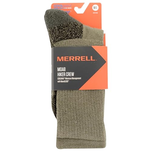 Image of Merrell Men's and Women's MOAB Hiking Midweight Cushion Socks - Unisex Coolmax Moisture Management and Arch Support