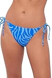 Sports Illustrated Women's Standard String Tie Side Bikini Bottom, Wild Stripes/Azure
