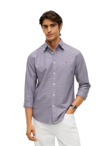 Image of Tommy Hilfiger Men's Long Sleeve Oxford Shirts in Regular Fit, Men's Button Down Shirts, Also Available in Big and Tall