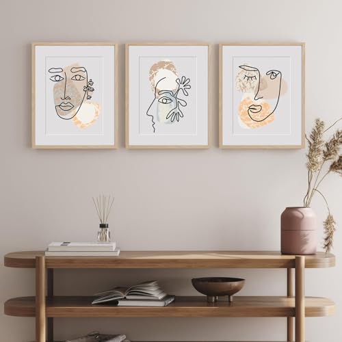 puthiac 12x16 Picture Frame Wood - 12 x 16 Poster Frame, 12 16 Oak Wood Picture Frame, 12 By 16 Frame, 12 x 16 Frame, 12x16 Picture Frames for Wall(3 Pack, Beige)