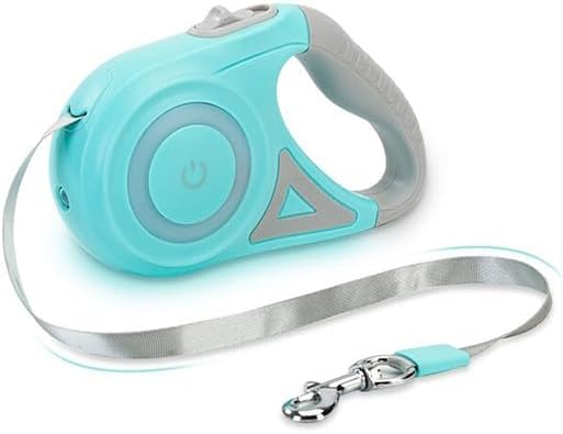 Correa retráctil automática luminosa verde para perro con linterna y correa LED de seguridad para perros para paseos nocturnos y correas de máxima