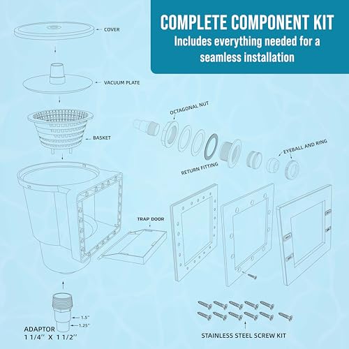 Image of U.S. Pool Supply Standard Thru-Wall Above Ground Pool Skimmer Kit, Complete