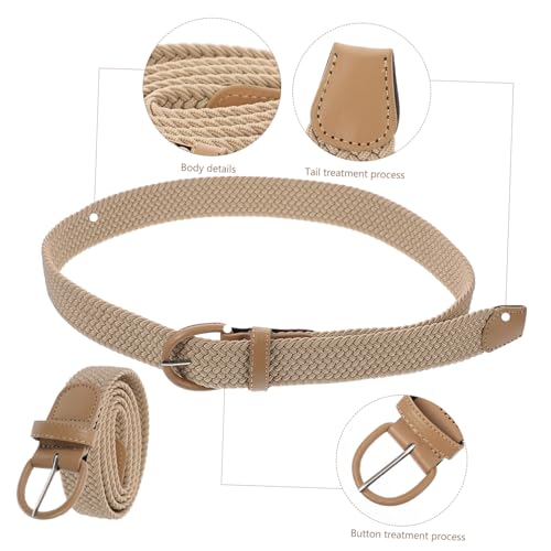 SAFIGLE Durable Elastic Woven Waist Belt Unisex Braided Stretch Strap for Dress and Jeans Lightweight Non Fading Stylish Decorative Accessory Beige High Elasticity Slimming Waistband3