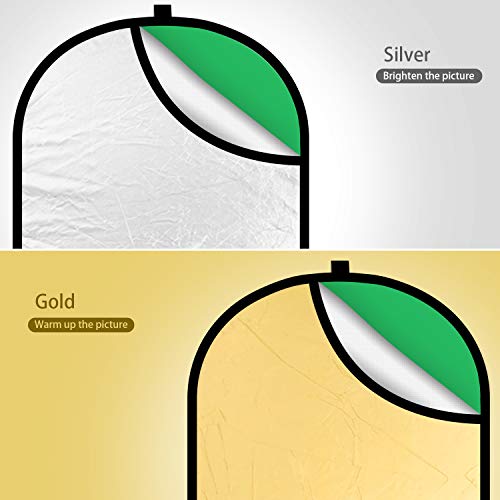 Konseen Faltbarer Pop-Up-Hintergrund mit Reflektor-Panel, 4-in-1, 100 % Baumwoll-Musselin, wendbar, für Fotostudio… – Bild 3