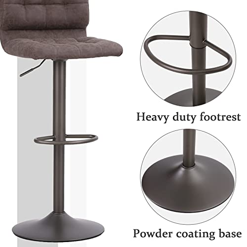 Sophia & William Bar Stools Set Of 2 Adjustable Counter Height Barstools With Back And Footrest, Pu Leather Upholstered Stools Polished Dining Chairs For Kitchen Island Pub,350Lbs,Brown #TOP3