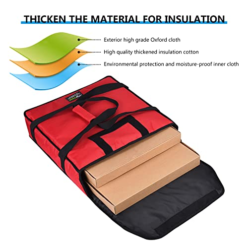 Icemi Pizza Bags For Delivery 22" X 22" X 5"Insulated Pizza Delivery Bag Moisture Free For Catering Food Delivery,Restaurant,Cookouts,Red #TOP4