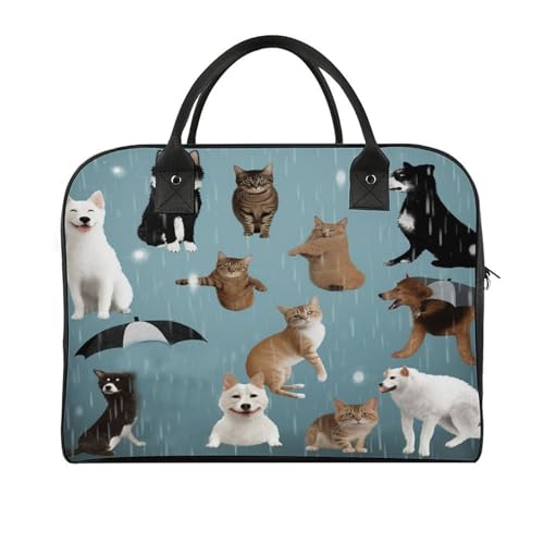 Raining Cats & Dogs Laptop Tote Bag Casual Travel Handbag Multi Pocket Shoulder Bags for Work Travel