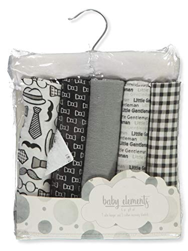 Warm & Cozy 5-Pack Baby Receiving Blankets - 100% Flannel Cotton - 26 x 26 (The Gentleman)