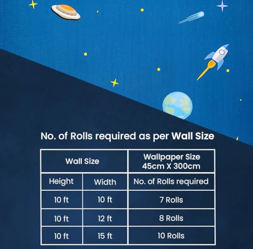 Image of FOKRIM Blue Space Wallpaper for Wall - 45x300cm, 14 Sqft Peel and Stick Removable Self Adhesive Waterproof Wall Stickers for Home, Kids Room, Play Room - Wall Paper Decor