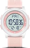 WIFORT Montre Digitale Étanche Hommes Femmes avec Chronomètre Compte à Rebours Alarme Format 12/24 Heures, Montre Sport Ultra-Léger avec Affichage Grand Angle Rose pâle