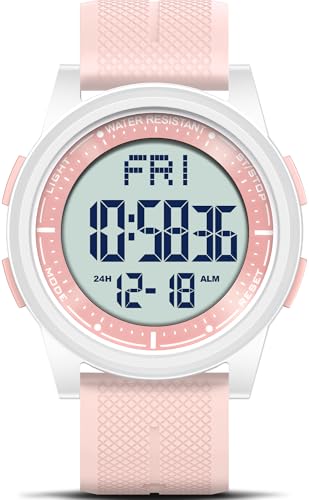 WIFORT Reloj digital para hombre y mujer, reloj deportivo impermeable de 5 ATM, con alarma, cronómetro, cuenta atrás, zona horaria dual, pantalla gran angular ultrafina, reloj digital para WIFORT Reloj digital para hombre y mujer, reloj deportivo impermeable de 5 ATM, con alarma, cronómetro, cuenta atrás, zona horaria dual, pantalla gran angular ultrafina, reloj digital para