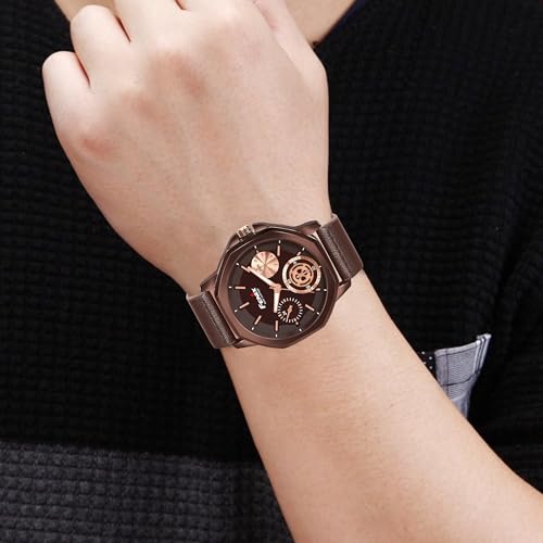 Image of FENIX Time Concept Men's Brown Chronograph Analogue Watch with Leather Strap (Brown)