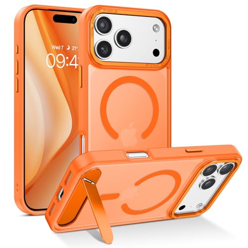 Image of GUAGUA for iPhone 17 Pro Max Case Compatible with MagSafe iPhone 17 Pro Max Magnetic Case Translucent Matte Skin Feeling Shockproof Protective Anti-Scratch Case for Phone 17 Pro Max 6.9 inch, Orange