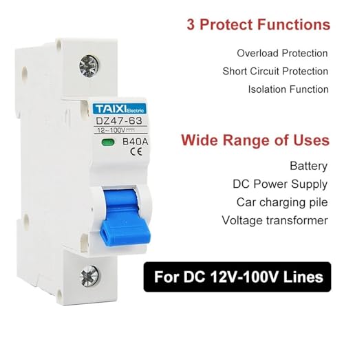 Interruptor automático CC 2P 20A protector de batería 48V y carril DIN 2