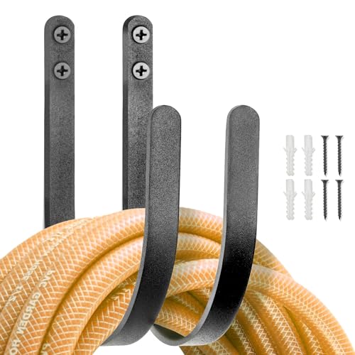 Hose Holders Wall Mount - Heavy-Duty Metal Garden Hose Hanger for Outside - Rust-Proof Hanging Hose...