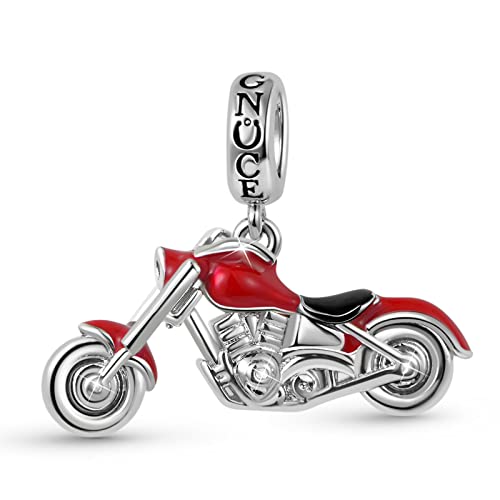 GNOCE Motorcycle Pendant Charm Sterling Silver Dangle Charm For Bracelet/Necklace For Women