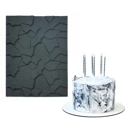 mostsom Fondant Silicone Mold for Cake Decoration Cake Border Stone Patter Impression Mat Fondant Embossing Stencil for DIY Cookies, Cupcakes, Chocolate, Clay – Reusable, Flexible (E_ Stone Patter)