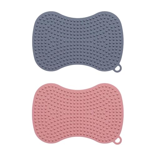 Qianly 2 Cepillos de Silicona para Platos, de Alimenticio, Antiadherentes, Multifuncionales, Esponjas de Silicona.