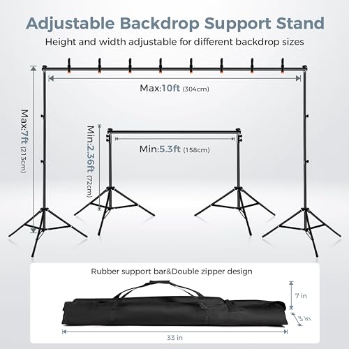 Anautin Backdrop Stand 10x7ft Adjustable Photo Backdrop Stand Kit Photography Backdrops with 4 Crossbars, Photo Studio Adjustable Background Stand for Parties/Wedding by Anautin - Image 2