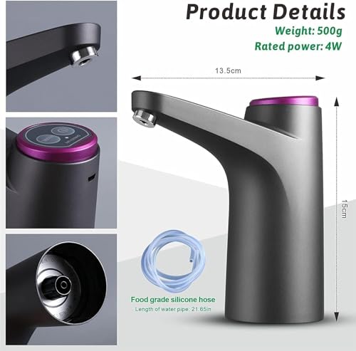 Image of TEKCOOL Electric Water Dispenser Pump for 20 Litre Bottle | Automatic Drinking Water Can Dispenser | Portable, Foldable, USB Rechargeable Pump for Home, Office, Outdoor - 1200mAh Battery (Standard),