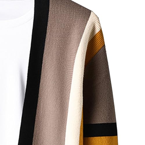 Men's Cardigan Fashion Stripe Print Sweater Open Front Loose Fit Soft Sweater Knitted Long Sleeve Casual Sweaters3