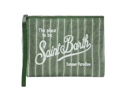 Saint Barth MC2 POCHETTE IN COTONE A RIGHE STRETTE VERDE