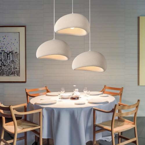 YUPIN Nowoczesna Lampa Powieszna Kremem Ręcznie Restauracja Wiszące Lampy Wabi-sabi Brązowa Światło Wiszące E27 Regulowany Żyrandol Dekoracyjny Salonu Sypialnia Światło Sufitowe 3 Głowy(B Blaiken Brow