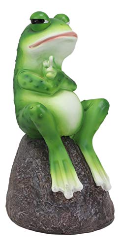 Estatua Decorativa Rana Grosera Sobre Roca Verde miniatura 4