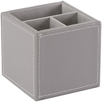 OSCO GRYPUPP3 Faux Leather Square Pen Pot - Grey