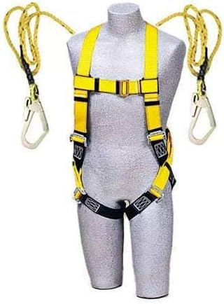 BELLSTONE Full Body Safety Harness Belt with Double Hook & Shock Absorber | Industrial Fall Protection for Construction, Tower Climbing, Roof Work | Adjustable & Heavy Duty