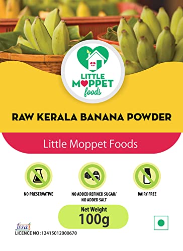 Little Moppet Foods Raw Kerala Banana Powder - 100g | No Additives and Preservatives | Free from Added Salt and Sugar | Prepared from Sundried Raw Kerala Nendran Banana |Made by a doctor Mom| | Fibre-Rich | Easily digestible | Kannankaya Powder