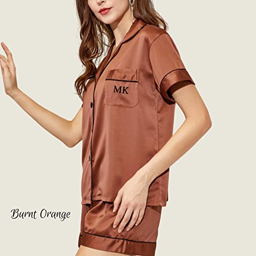 Personalized Gifts For Women, Bridesmaids Gifts, Bridal Party Gifts, Silky Satin Pajama Set Short Sleeve Xs-3Xl #TOP4