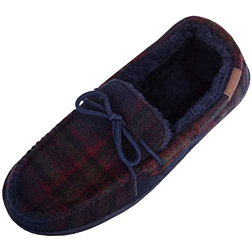 Chaussons d'hiver traditionnels homme à carreaux pour vos soirées