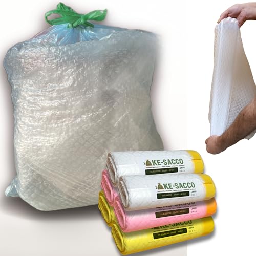 KE-SACCO 90 Sacchetti spazzatura 40l - 55x65-6 rotoli Sacchi Immondizia per Raccolta Differenziata 3 colori - Buste Rifiuti Riciclabili con manici - Antigoccia - Speciale ed Unica Formula Brevettata