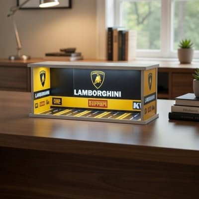 Image of Art Monk Premium LED Luxury Car Diorama Display Case ? Lamborghini Style Garage Background | Wooden Frame Diecast Car Display Box | Dustproof Collector Showcase