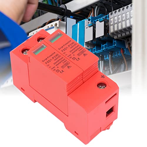 2 Stück PV DC Überspannungsschutz Hutschiene 2P 20-40KA Blitzschutz Spannungsschutz Ableiterschutz Überspannungsableiter für Photovoltaik und Stromversorgung(1000V)