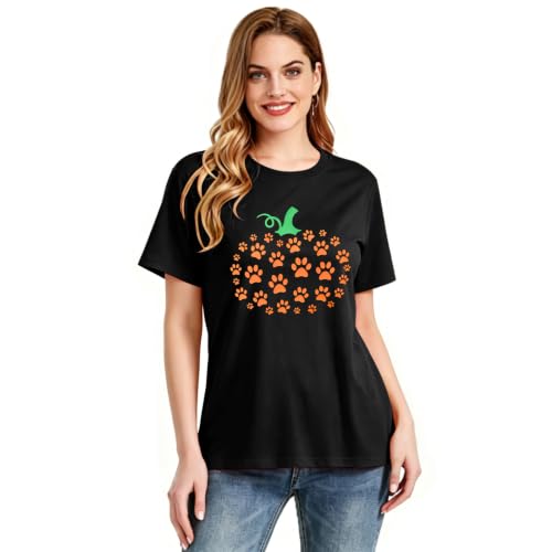 Halloween Pumpkin Shirt Women Graphic Tee Fall Casual Shirt - image 2