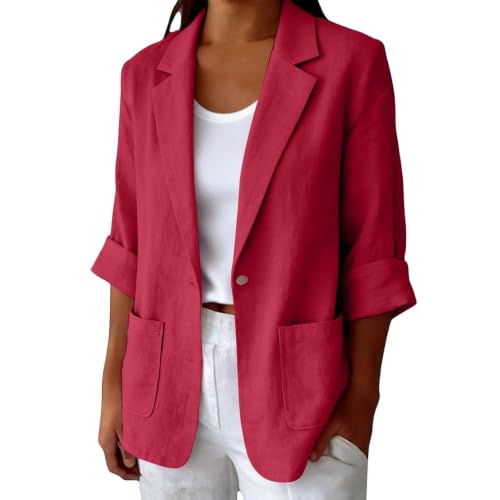 Veste en lin fin pour femme blazer d'été haut de gamme à poches